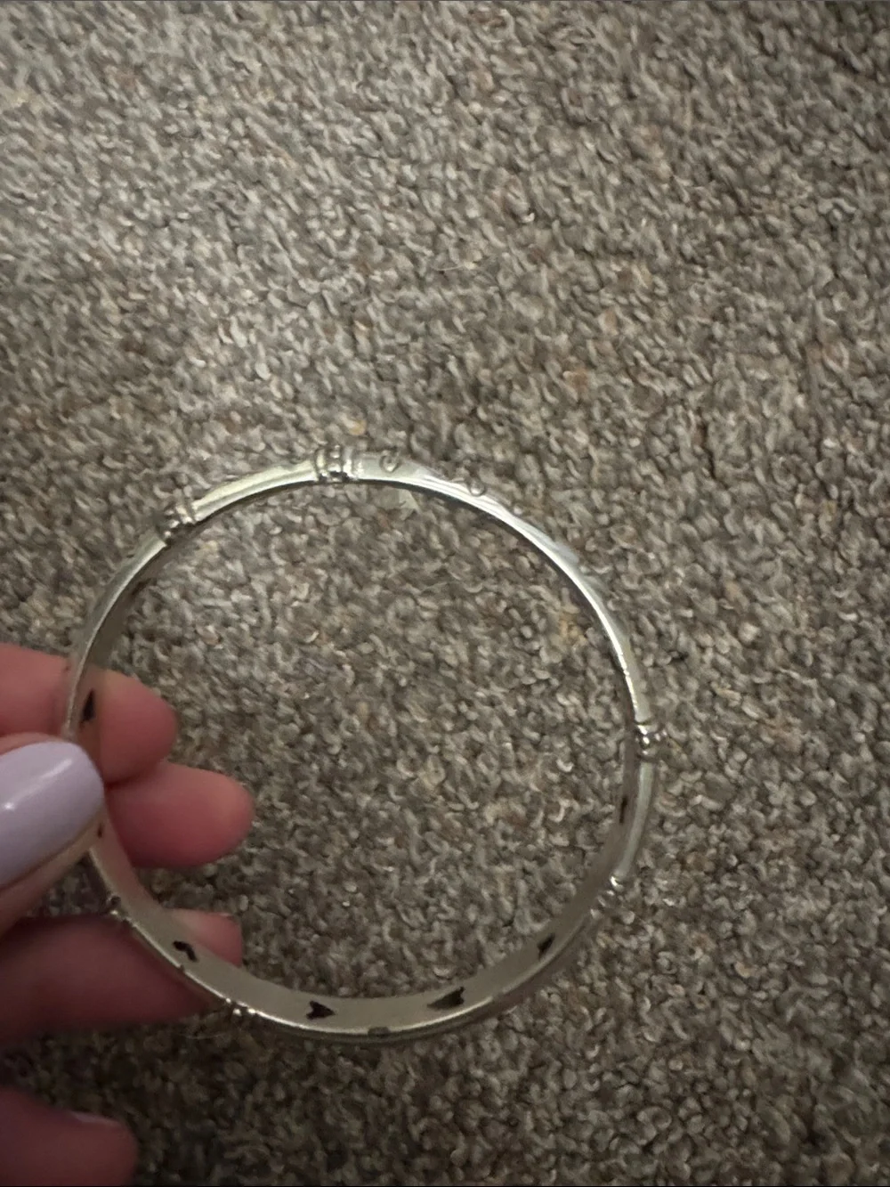 Brighton Sterling Silver Heart Filigree Hinged Bangle Bracelet - Silver NWOT